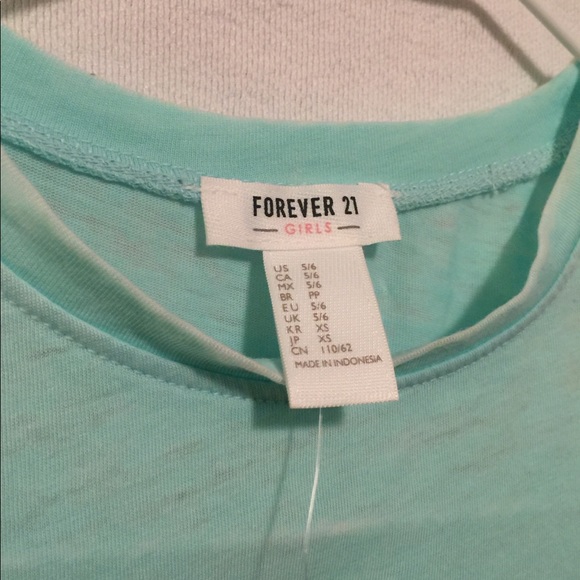 Forever 21 Girls Mint Sheer Short Sleeve 5/6 Shirt - Picture 8 of 13